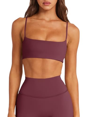 Womens Strappy Sports Bra Gym Athletic Summer Crop Tops 2026 Burgundy Large