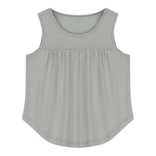 Girls Sleeveless Tank Top Cute Pleated Halte𝐫 Neck Summer Cami Shirt Tees Summer Loose Soft Sport Vest Basic Shirts2