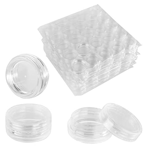150pcs empty 3g clear round small plastic cosmetic jar pot containers for makeup lip balm powder sample wholesale bulk 0.1OZ tiny mini cream jars with clear lids travel container bottles Cover