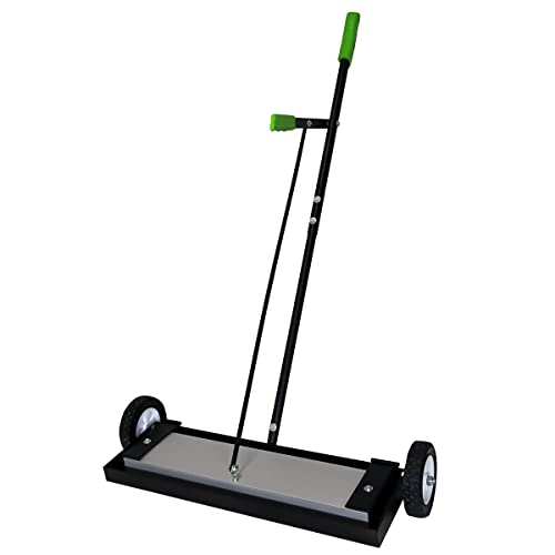 Grip 24" Magnetic Sweeper With Wheels With Lever Release - 30 lb Capacity - Easy Cleanup of Workshop, Garage, Construction by GRIP GRAND RAPIDS INDUSTRIAL PRODUCTS - Used condition - US$54.45
