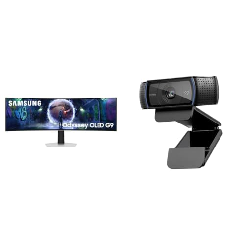 Image of Samsung 49 inch (124.4cm) Odyssey OLED G9 Curved Gaming Monitor (Smartchoice) Dual QHD 5120 x 1440|240Hz|0.03ms|DCI 99%|OLED Safeguard|FreeSync Premium Pro|G-Sync + Logitech C920 HD Pro Webcam