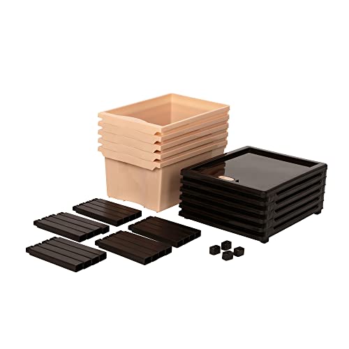 Image of SIMPARTE 5 Layer Plastic Drawer Storage Organizer Big in Brown & Beige - Durable Modular Cabinet for Home, Office, Kitchen, Kids Room & School - Multipurpose Storage Rack for Toys & More