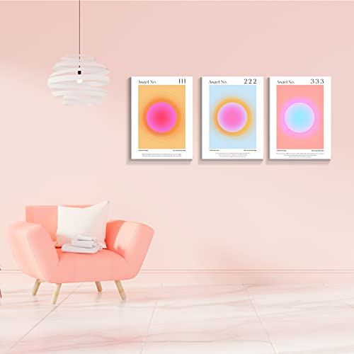 Ziyuan Colorful Gradient Aura Angel Numbers Poster Sets For Room Aesthetic Positive Quotes Canvas Wall Art Paintings Abstract Minimalist Y2K Style Room Wall Decor For Bedroom Office 16X24In Framed #TOP5