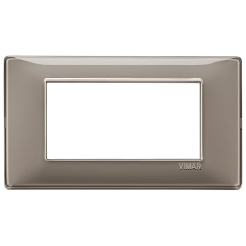 Vimar 14654.40 Plana Placca 4 moduli, in tecnopolimero, dimensione 13.95 x 8 x 0.9 cm, colore Reflex cenere