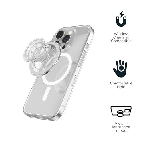 PopSockets Phone Grip for MagSafe with Kickstand, Magnetic Stand, Swappable Top, Secure Hold for iPhone MagSafe Cases, Phone & Tablet Grip - Clear by PopSockets - Image 4