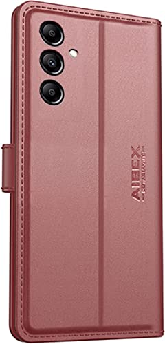 Image of AIBEX Compatible for Samsung M14 5G Flip Cover Leather Finish | Inside TPU with Card Pockets | Wallet Stand | Complete Protection Flip Case - Brown
