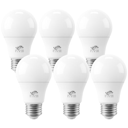 LOEODO E27 LED Bulbs 9W Pack of 6