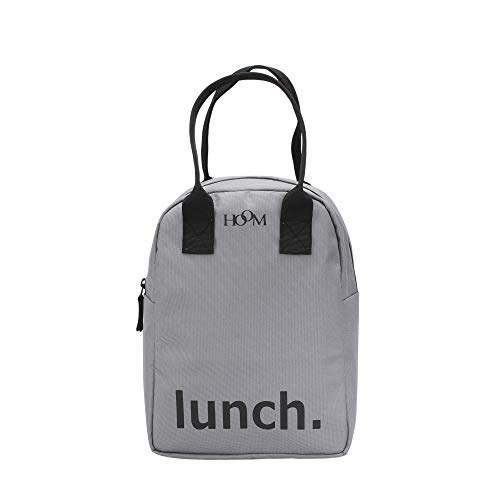 Image of HOOM Insulated Lunch Bag for Office Men, Women and Kids, Leak Proof Water Resistant Polyester Made Lunch Tiffin Bag with Quotes (Grey Lunch)