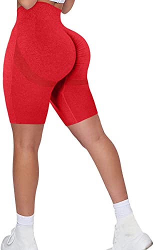 Memoryee Shorts de Sport Leggings Court Femme Push Up Taille Haute Butt Lift Elastique Pantalon de Compression Sport Fitness Yoga/B-Red/M Cover