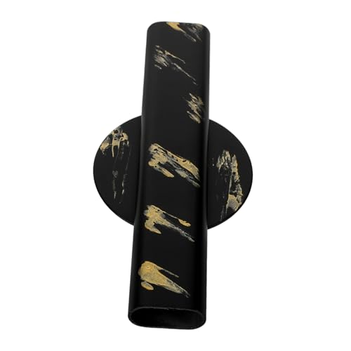 TOYANDONA Vase Tube à Fleurs Mural Noir Motifs Dorés pour Décoration Murale Support De Fleurs Petit Modèle pour Fraîches Et Artificielles Design Élégant