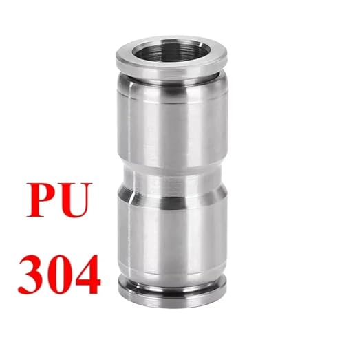 Racor recto neumático de acero inoxidable para unión de tubos PU 8mm 3