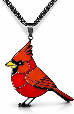 Zeraph Animal Pendant Necklace Collection Wildlife Sea & Mythical Inspired Charm Jewelry Nature & Pet Lover Symbolic Necklace Boho Vintage Gift for Women Men (Cardinal Bird)