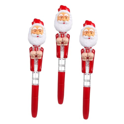 Happyyami 3個クリスマスサンタボクシングペン 発光おもしろ ペン 向け学習ご褒美文具 滑らか筆記 携帯便利ホリデー