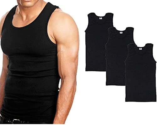Goyoma 3 Packs Mens 100% Cotton Tank Top Wife Beater A-Shirt Undershirt