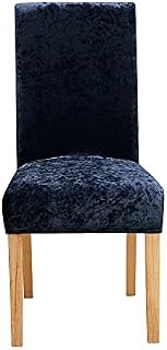 Amazon Brand - Umi 6 PCS Stretch Dining Chair Covers Melange Velvet Removable Chair Protector Elastic Slipcovers Black 45x45x60cm