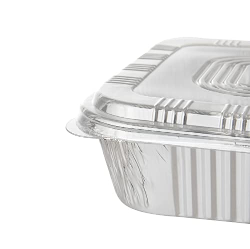 Waytiffer 20-Pack Disposable Aluminum Foil Tins - Heavy Duty Square Cake & Baking Pans with Plastic Dome Lids