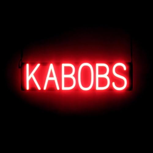 Image of SpellBrite LED Neon KABOBS Sign for Business - Red, 25 inch x 6 inch | Ultra-Bright Click-Together Signage for Restaurants, with Visibility from 500 Feet - 8 Animations, 6 Brightness Settings