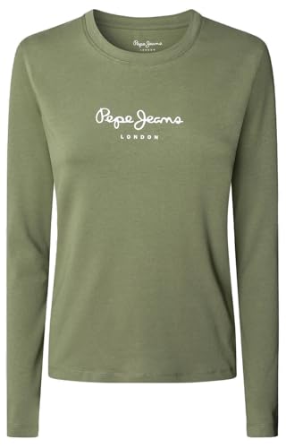 Pepe Jeans Maglietta da Donna New Virginia LS N, Verde (Verde Kaki), XXS, Verde (Khaki Green), XXS