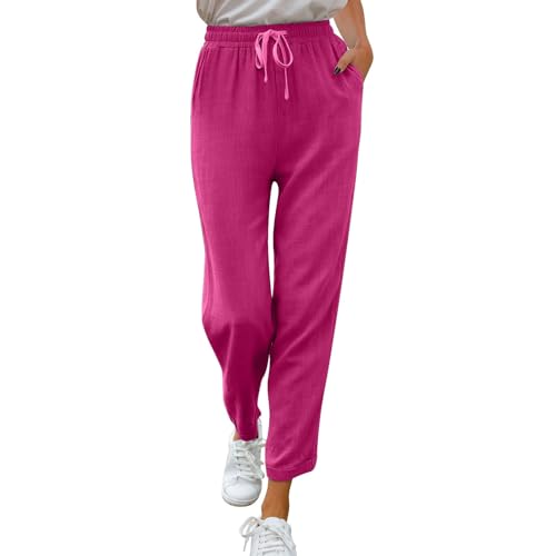 Pantalon de jogging coton et lin femme fluide rose XL fini les vêtements serrés