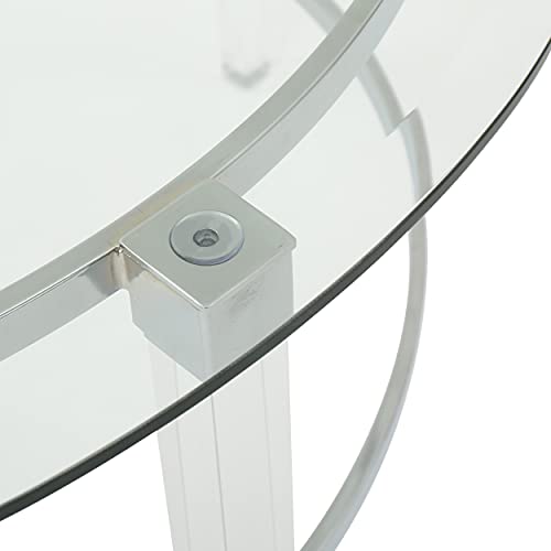 Christopher Knight Home Elowen Modern Round Tempered Glass Coffee Table With Acrylic And Iron Accents, Clear 35.5 In X 35.5 In X 18 In (W X L X H) #TOP6