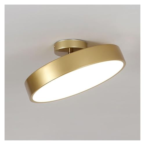 KHUKHU Lámpara De Techo De Montaje Semiempotrado De Metal, Lámpara Inclinada Ajustable Con Diseño De Disco, Pantalla Acrílica, For Pasillo, Entrada, Dormitorio, Sala De Estar, Cocina, Comedor(Gold,M)