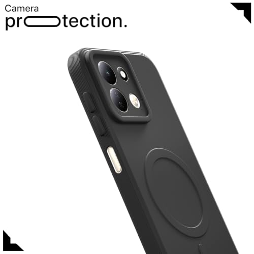 Image of Outlouders Back Cover for Redmi 17 5G | Soft Matte Silicone | Slim Fit | Magnetic-Safe Logo Design (Magnetic-Safe Not Compatible) | Shockproof | Camera Protection Bumper Case (Black)