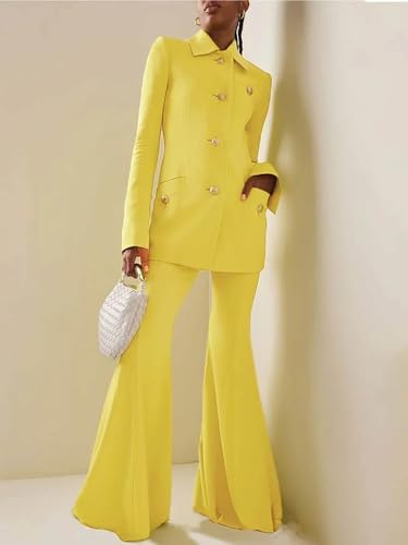 Women's Single Breasted Suit Casual Daily Two Pieces Jacket Pants for Homecoming Uniform3