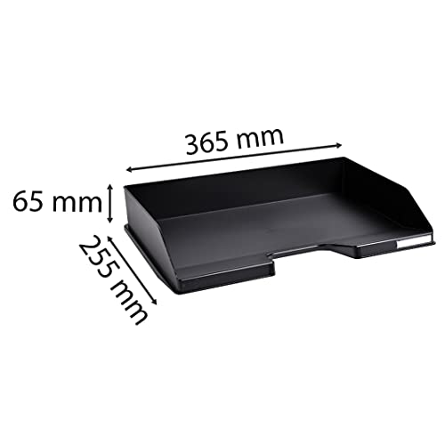 Exacompta 11714D Premium Briefablage Querformat Combo Midi für DIN A4 quer. Idealer Briefkorb für Ihre Organisation. Robuster und stapelbarer Ablagekorb Blauer Engel schwarz