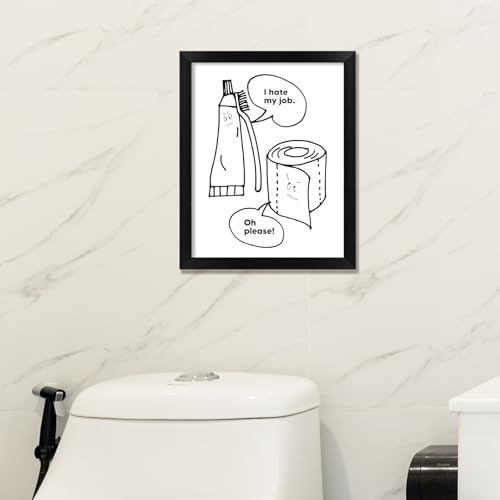 Funny Bathroom Pictures Wall Decor Black and White Bathroom Wall Art Framed — view 5