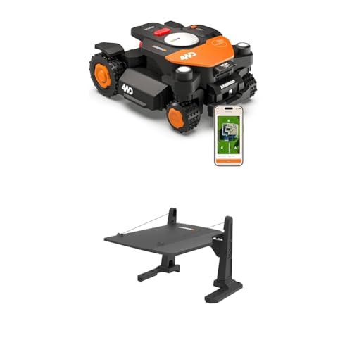 Worx Landroid Vision Cloud WR341E 4WD Robot Kosiarka z Garażem, Bez Przewodu Granicznego na 1000 m², (AI Omijanie Przeszkód, VSLAM + Nawigacja RTK w Chmurze, Nachylenie do 84 %, Auto Mapowanie)