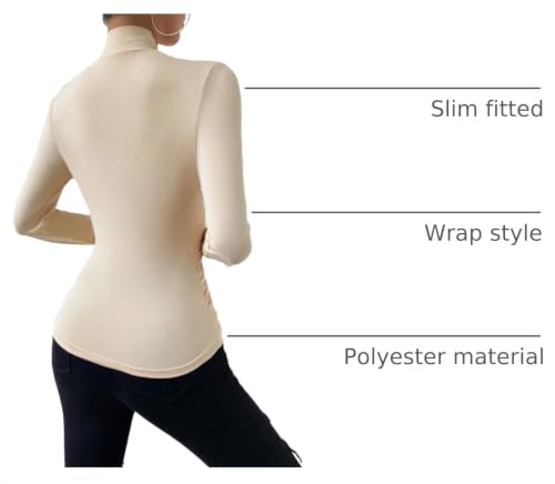 Image of SweatyRocks Women's Ruched Mock Neck Long Sleeve T Shirt Solid Slim Fitted Tee Tops