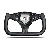 JIANGGAI Yoke Steering Wheel, Black Microfiber Smooth Leather for Tesla Model X 2016-2020,For Tesla Model S 2014-2020 With Heating Function