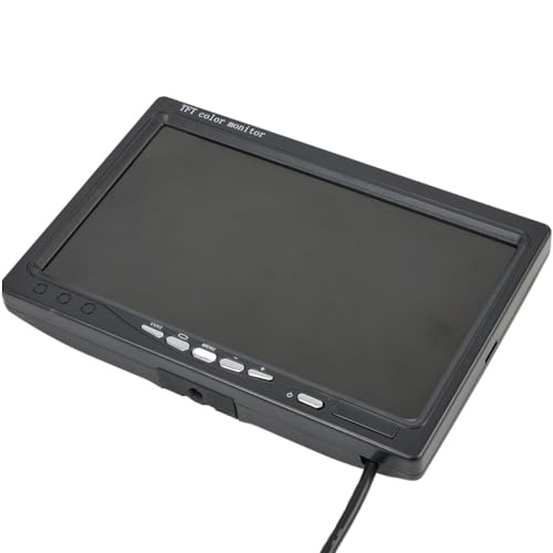 Emiif Moniteur de voiture TFT LCD 7 avec caméra de recul pour aide au stationnement et entrée DVD/magnétoscope, compatible avec camions, bus, véhicules utilitaires