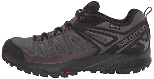 Salomon X Crest Gore-Tex Hiking Shoes For Women Trail Running, Ebony/Wine Tasting/Peppercorn, 8.5 #TOP7