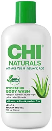CHI Naturals With Aloe Vera Hydrating Body Wash, Gently Cleanses, Hydrates & Restores Moisture To Dry Skin, Sulfate, Paraben & Cruelty-Free, 12 Oz