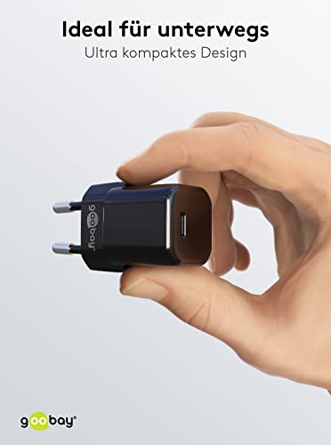 Goobay 65403 - Caricatore Rapido USB-C Pd (Power Delivery) Nano Da 20 W, Caricatore/Alimentatore/Caricatore Per Dispositivi Usb Di Tipo C, Iphone/Ipad/Samsung Galaxy Series/Google Pixel, Colore: Nero - 6