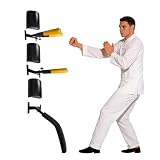 Wall Mounted Wing Chun Dummy - Adjustable Wooden Dummy Arms & Leg with Punching Pad - Space Saving Mook Jong for Home Gym, Kung Fu, and MMA Training