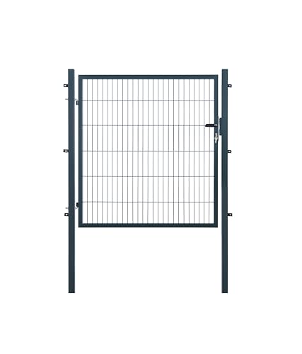 Gartentor | extra breit, B150 x H120 cm | Anthrazit RAL 7016 | Einzeltor inkl. Torpfosten & Schließzylinder | verzinkt & pulverbeschichtet | UV- und...
