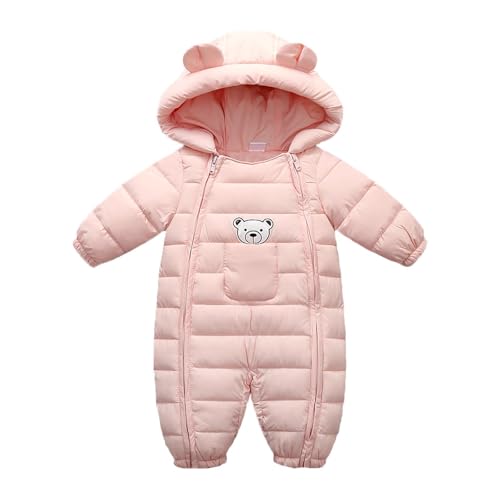 Tuta Invernale Neonato Caldo Piumini con Cappuccio Piumino Pagliaccetto Capispalla Imbottiti Abbigliamento per Bambini Tuta Tinta Unita Carino con Orecchie d'Orso per 0-18 Mesi