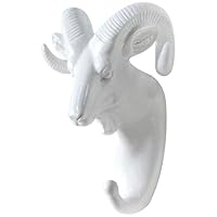 Hbbgdiy Resin Animal Head Wall Decor with Hooks, 2kg Load Capacity Decorative Goat Head Wall Key Holder for Coat Hat Towel in Entryway Bedroom