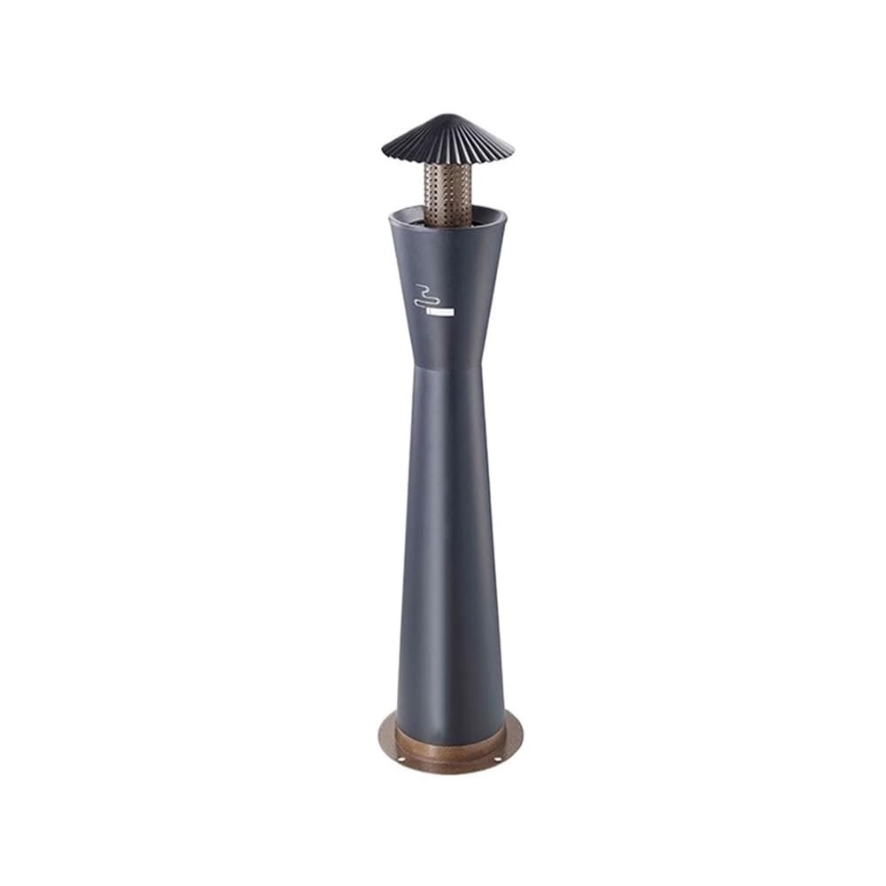 Cendrier d'extérieur en acier inoxydable avec colonne de mégots de cigarette, pilier de cendres imperméable pour l'extérieur public (noir)