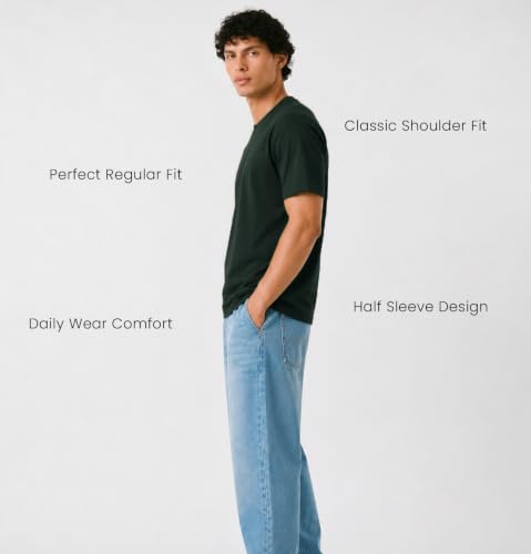Image of Sleepynuts Men's Everyday Wear Crew Neck Regular Fit T-Shirt | Half Sleeve Solid Plain Casual T-Shirt for Men | Soft Breathable Fabric |