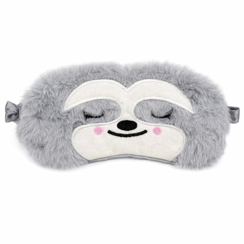 Image of Blackout Sleep Masks, Soft Plush Eye Mask, Cute Sloth Animal Sleeping Mask for Girls Boys Women Men Kids, Eye Mask for Sleeping Travel Nap Night, Unisex (Grey)