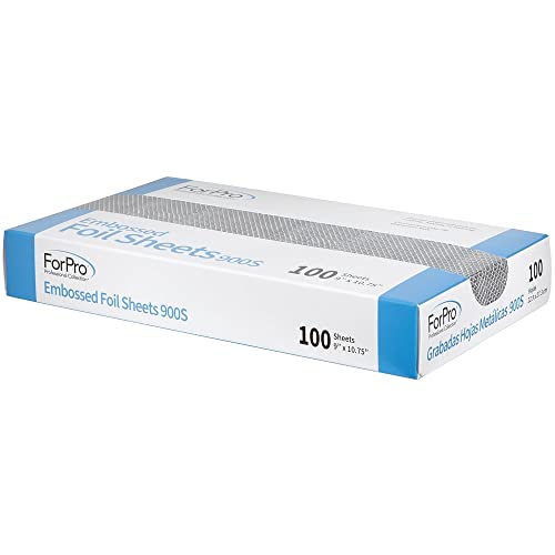 Forpro Embossed Foil Sheets 900S, Aluminum Foil, Pop-Up Dispenser, For Hair Color Application And Highlighting Services, Food Safe, 9” W X 10.75” L, 100-Count #TOP2