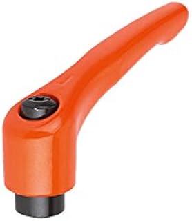 Kipp 06450-2062 Zinc Adjustable Handle with M6 Internal Thread, Modern Design Style, Steel Components, Metric, Orange Powder-Coated Finish, Size 2