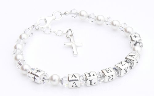 Classic White Childrens Name Bracelet - First Holy Communion Gift - Personalised Gift Box #TOP2