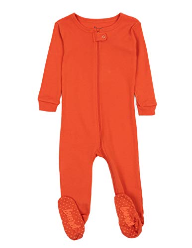 Leveret Kids Boys Girls Footed Cotton Pajama Solid Orange Size 4 Year