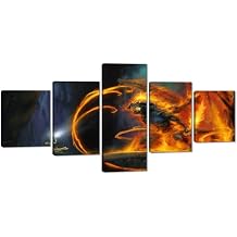 Yatsen Bridge Modern Home Decor Giclee Wall Art Balrogs Canvas Paintings Pictures Posters HD Print 5 Panels for Living Room Bedroom Bar Gallery Wrapped Ready to Hang-50 Wx24 H