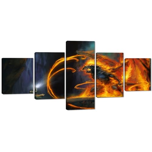 Yatsen Bridge Decoração de casa moderna giclée arte de parede balrogs pinturas em tela pôsteres impressão HD 5 painéis para sala de estar quarto bar galeria embrulhado pronto para pendurar - 127 x 61