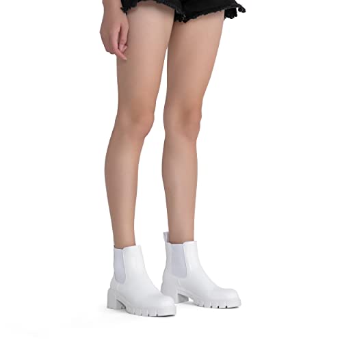 Jeossy Womens 9606 Chelsea Ankle Boots, Platform Chunky Low Heel Slip on Booties, Lug Sole Fashion Short Boots4